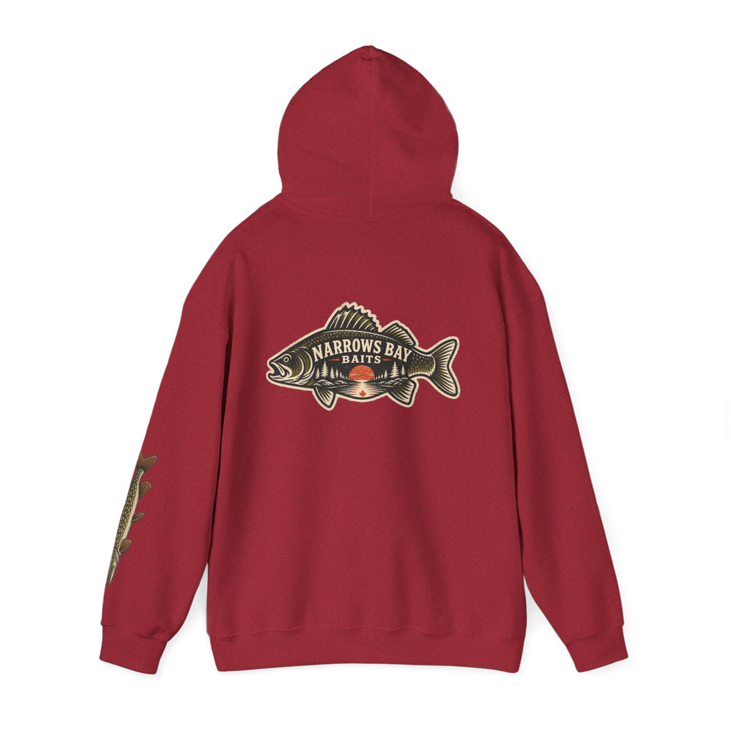Narrows Bay Baits logo Hoodie | Fishing oar sleeve design