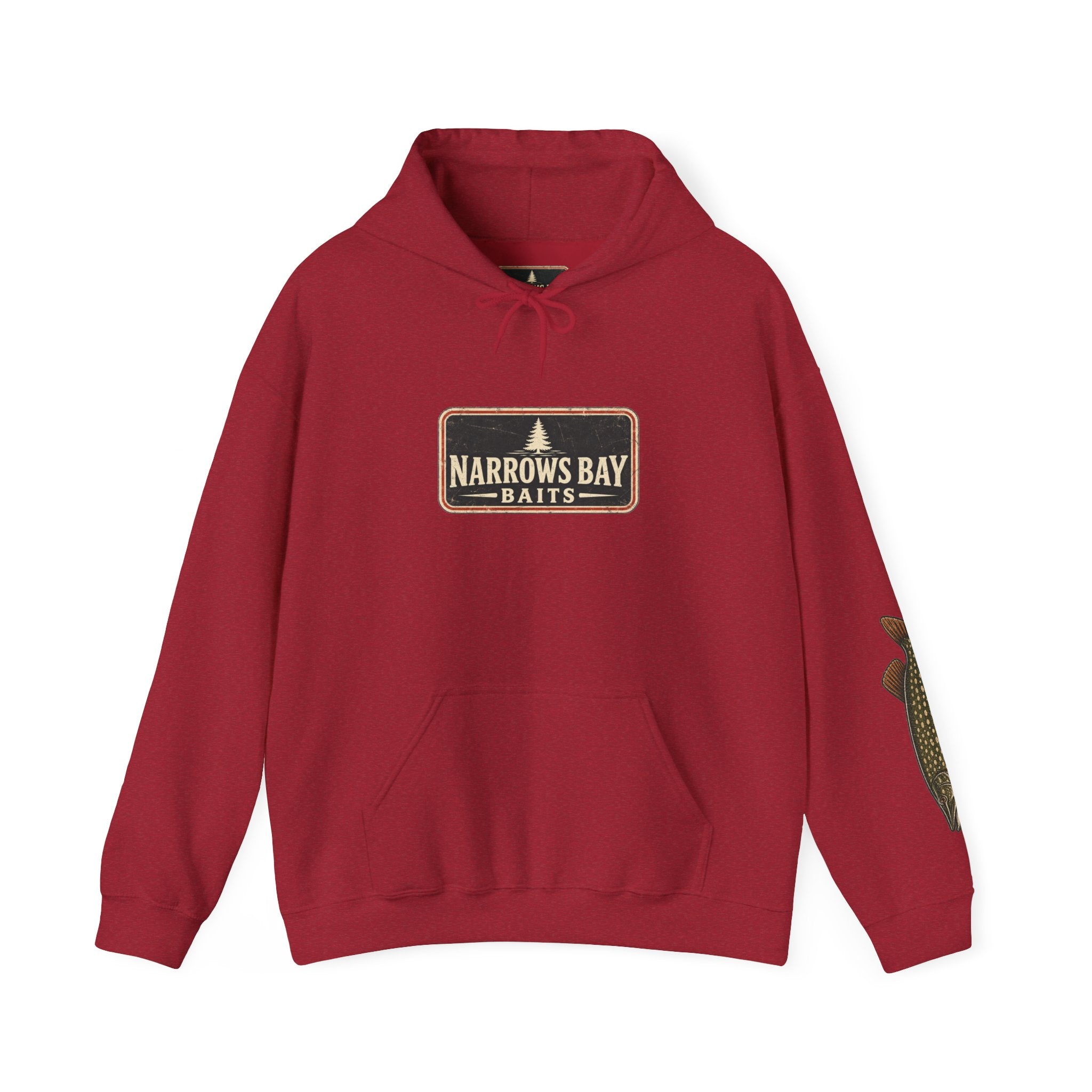 Narrows Bay Baits logo Hoodie | Fishing oar sleeve design