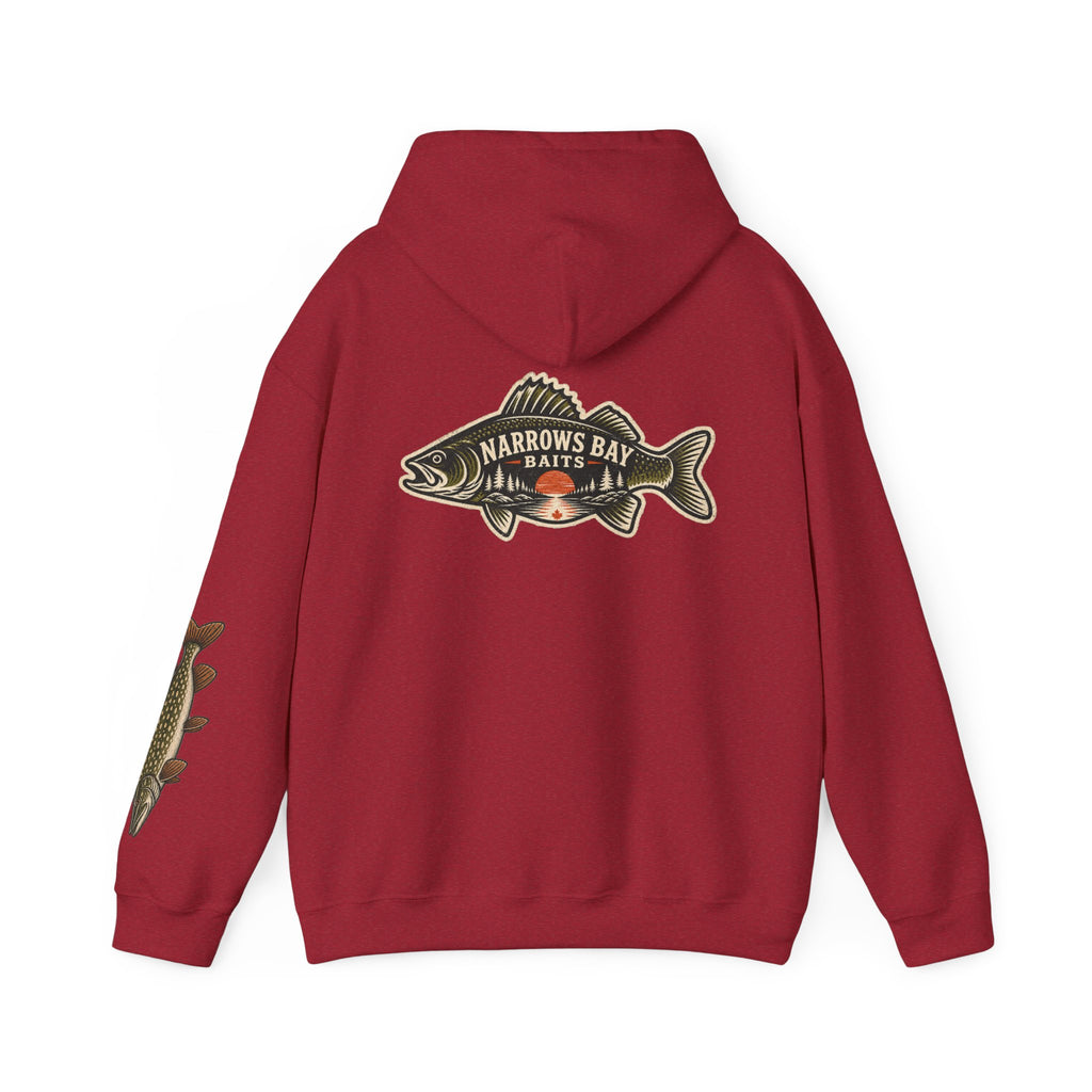 Narrows Bay Baits logo Hoodie | Fishing oar sleeve design