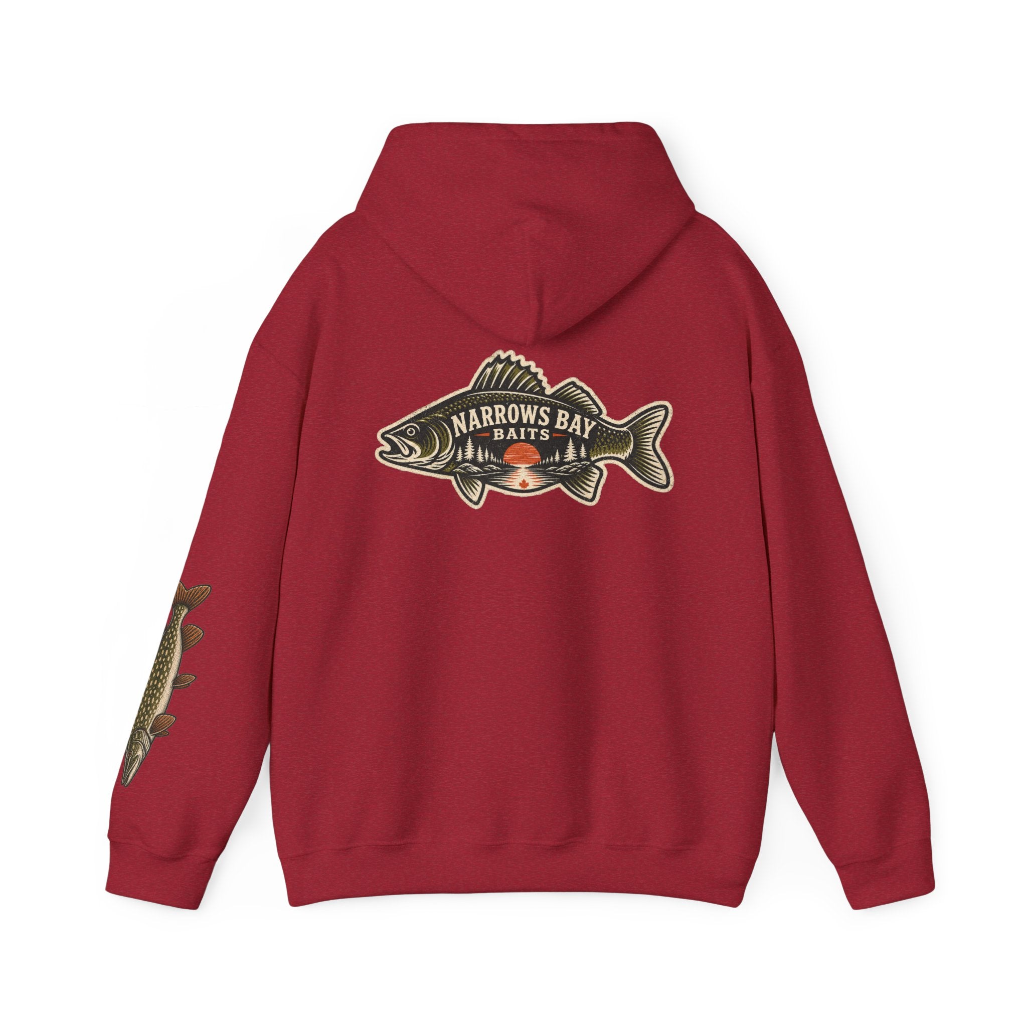 Narrows Bay Baits logo Hoodie | Fishing oar sleeve design