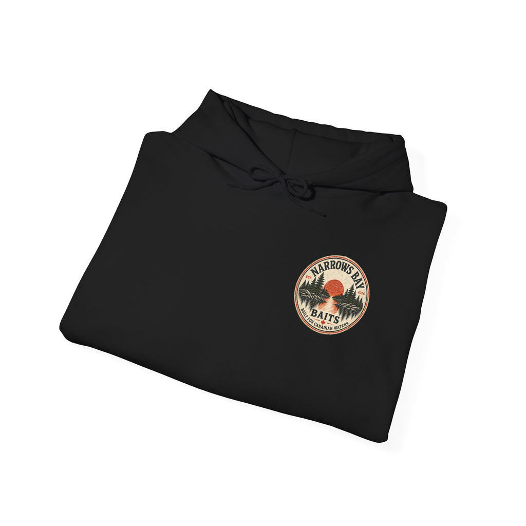 Narrows Bay Baits logo Hoodie | Fishing oar sleeve design