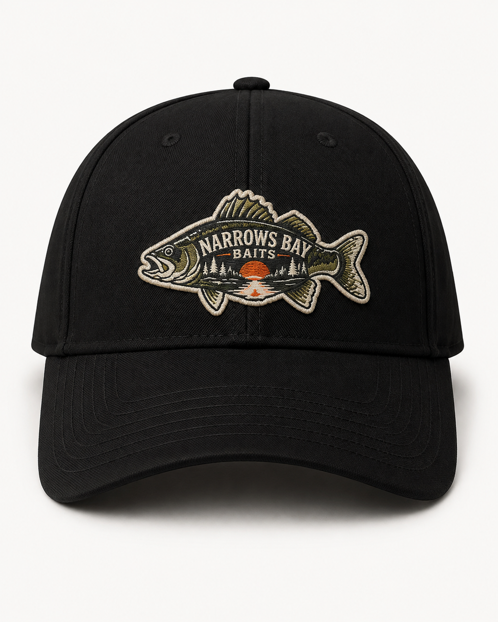 Narrows Bay Baits Snapback Hat — Fishing Logo Five-Panel Cap