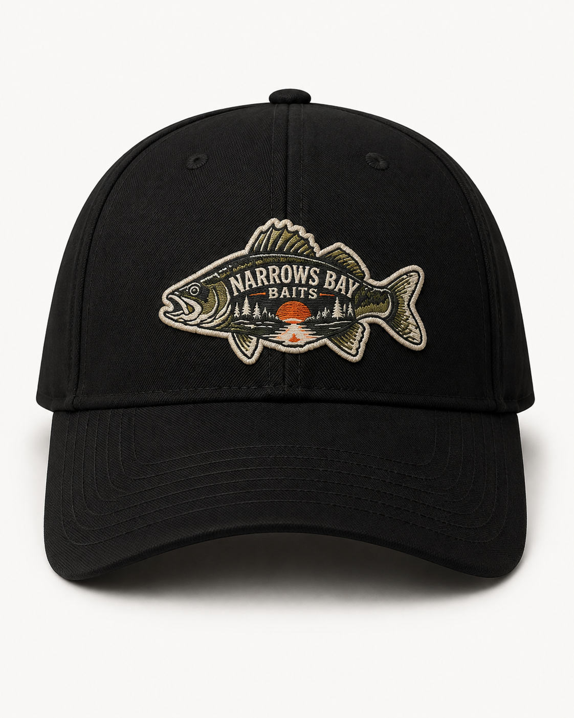 Narrows Bay Baits Snapback Hat — Fishing Logo Five-Panel Cap