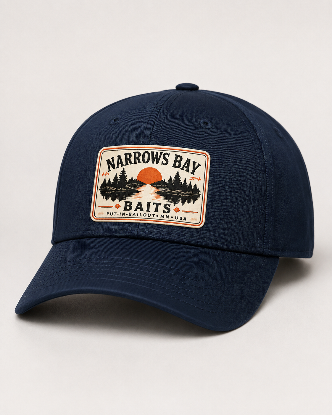 Narrows Bay Baits Snapback Hat — Fishing Logo Five-Panel Cap